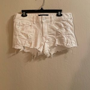 Express White Distressed Denim Jean Shorts